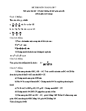 Đề thi môn Toán Lớp 7